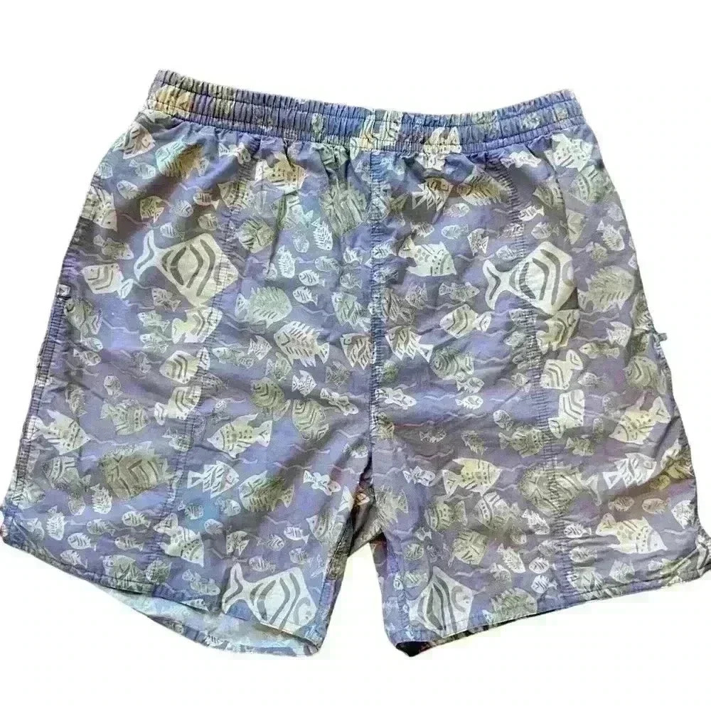 Newport Blue Men’s Swim Trunks. Size L Fish Print. Beach Resort wear Vacation
